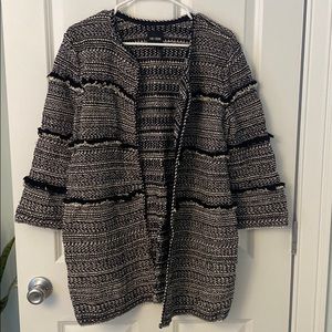 Fringe black and white jacket topper